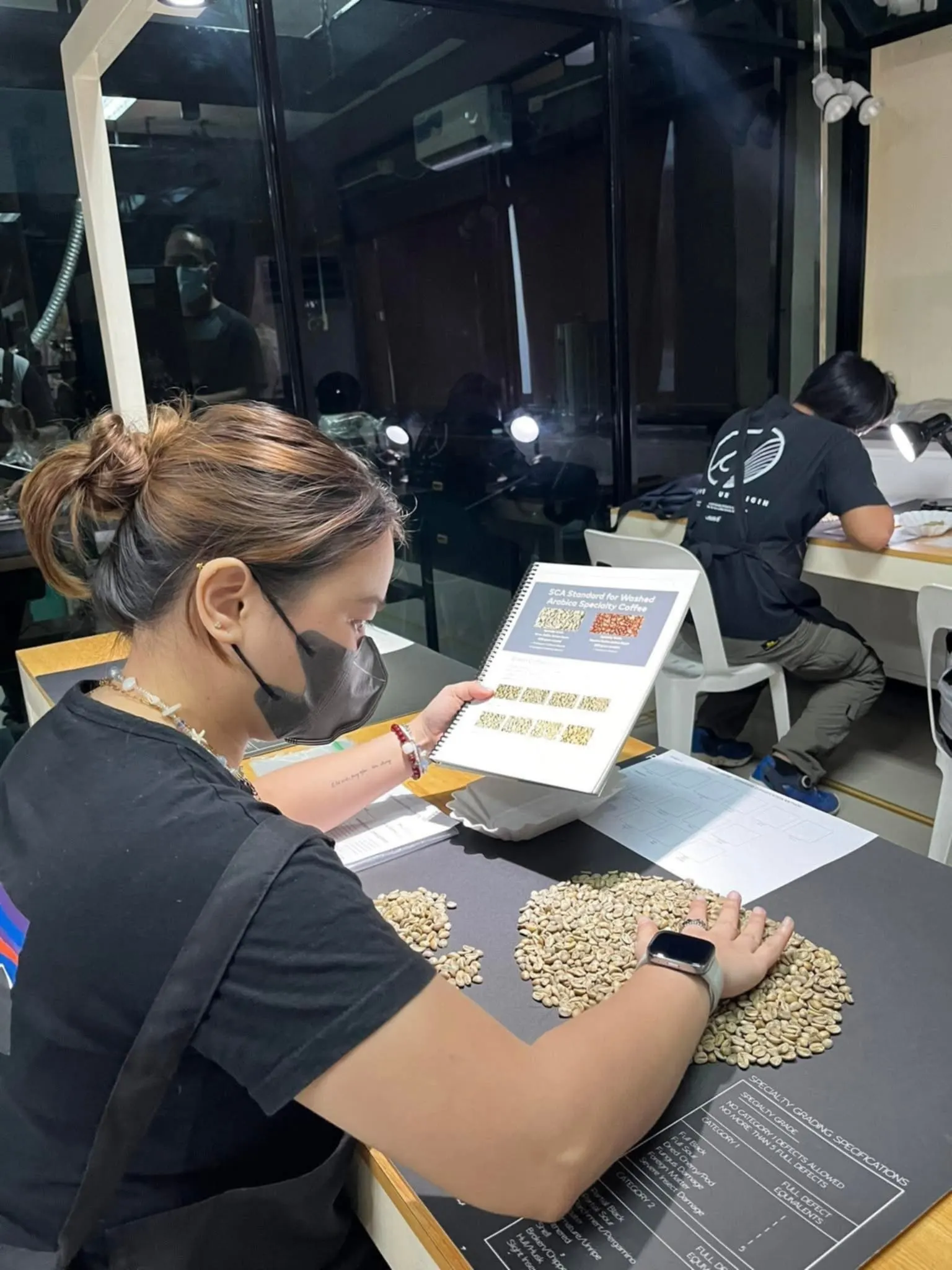 Grading stage of Gensan coffee